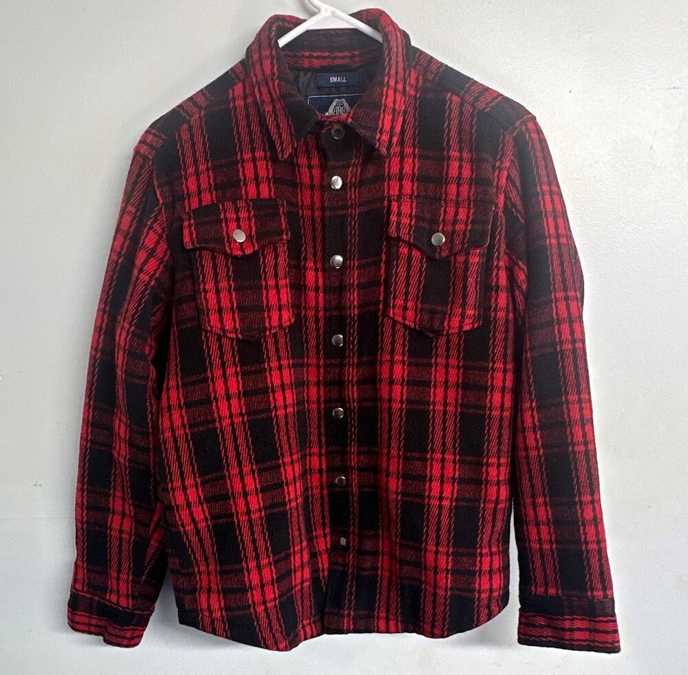 American Rag Plaid Quilted Jacket Red Black Buffalo Check Coat Size Small